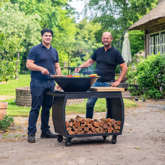BBQ Plancha Grill Big Jack Black 3.0 - Met pook en houtopslag