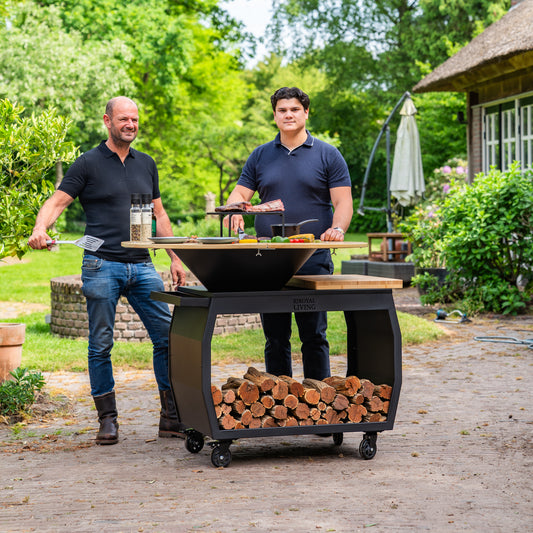 BBQ Plancha Grill Big Jack Black 3.0 - Met Houten Omranding Mesa