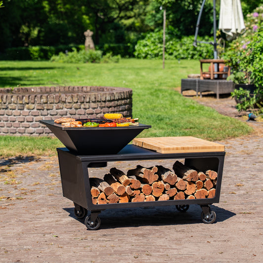 BBQ Plancha Grill Compañía - met hoes en houtopslag 60Ø - Met Snijplank