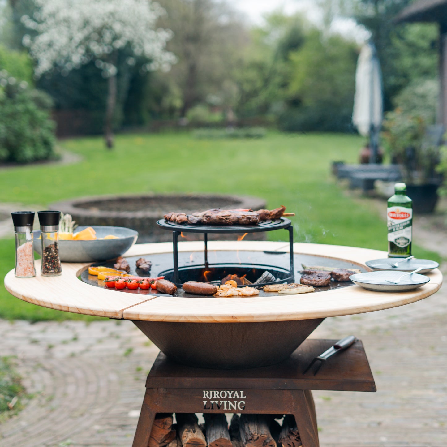 BBQ Plancha Mesa Houten Omranding