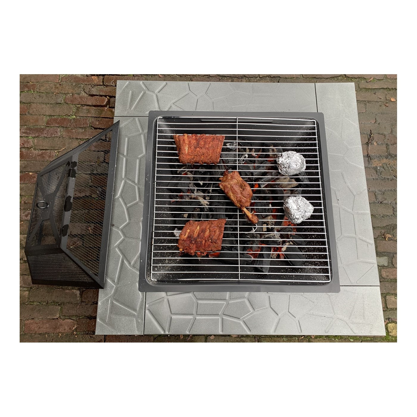 Vuurschaal en BBQ Terrashaard 80cm XXL de Luxe - met hoes