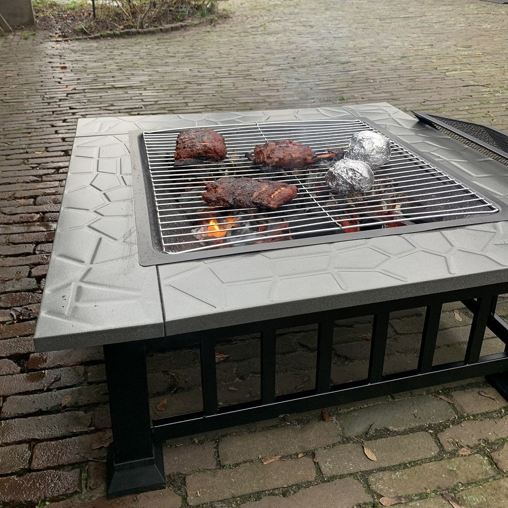 Vuurschaal en BBQ Terrashaard 80cm XXL de Luxe - met hoes