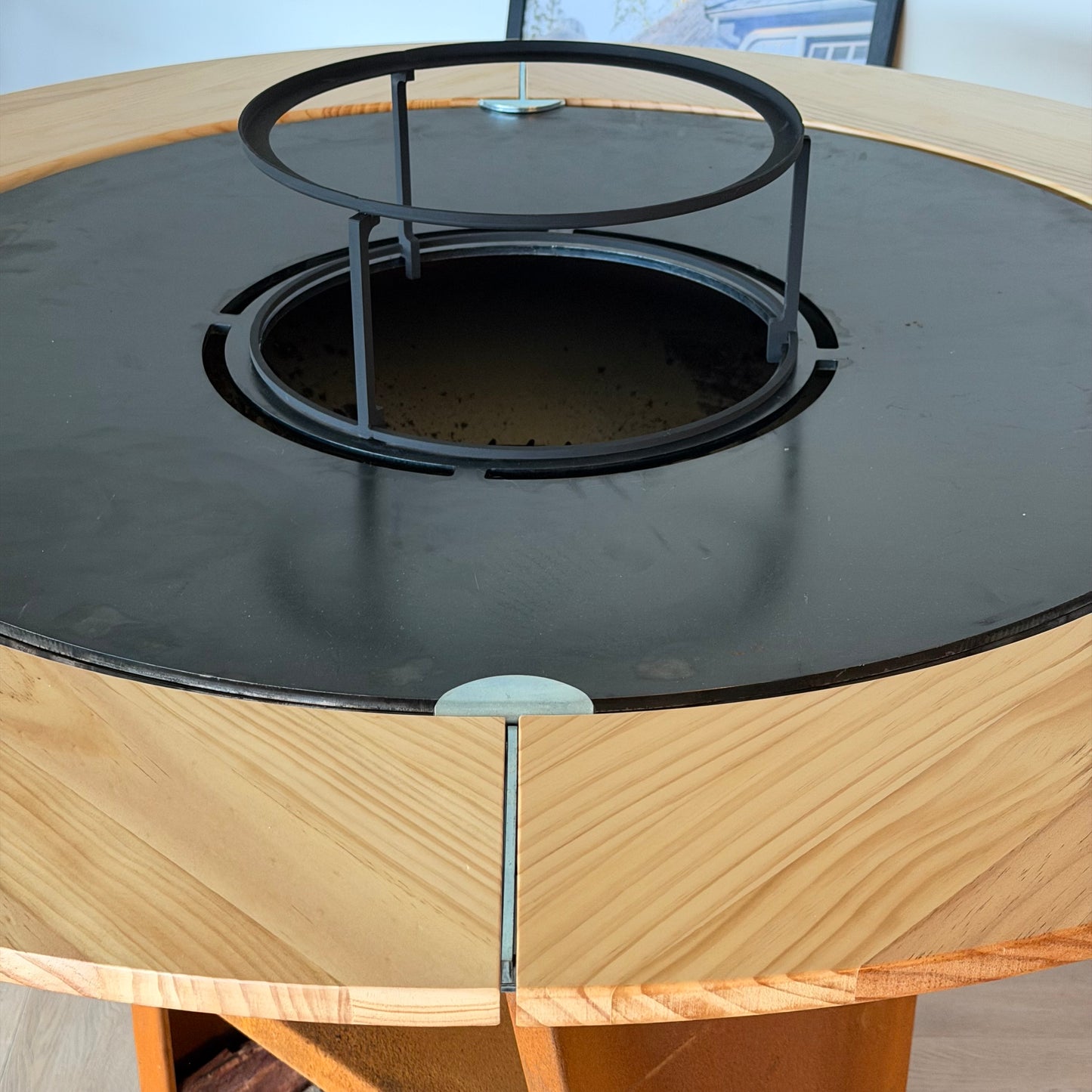 BBQ Plancha Grill Maestro XXXL Ø100cm Cortenstaal - Met Houten Omranding Mesa