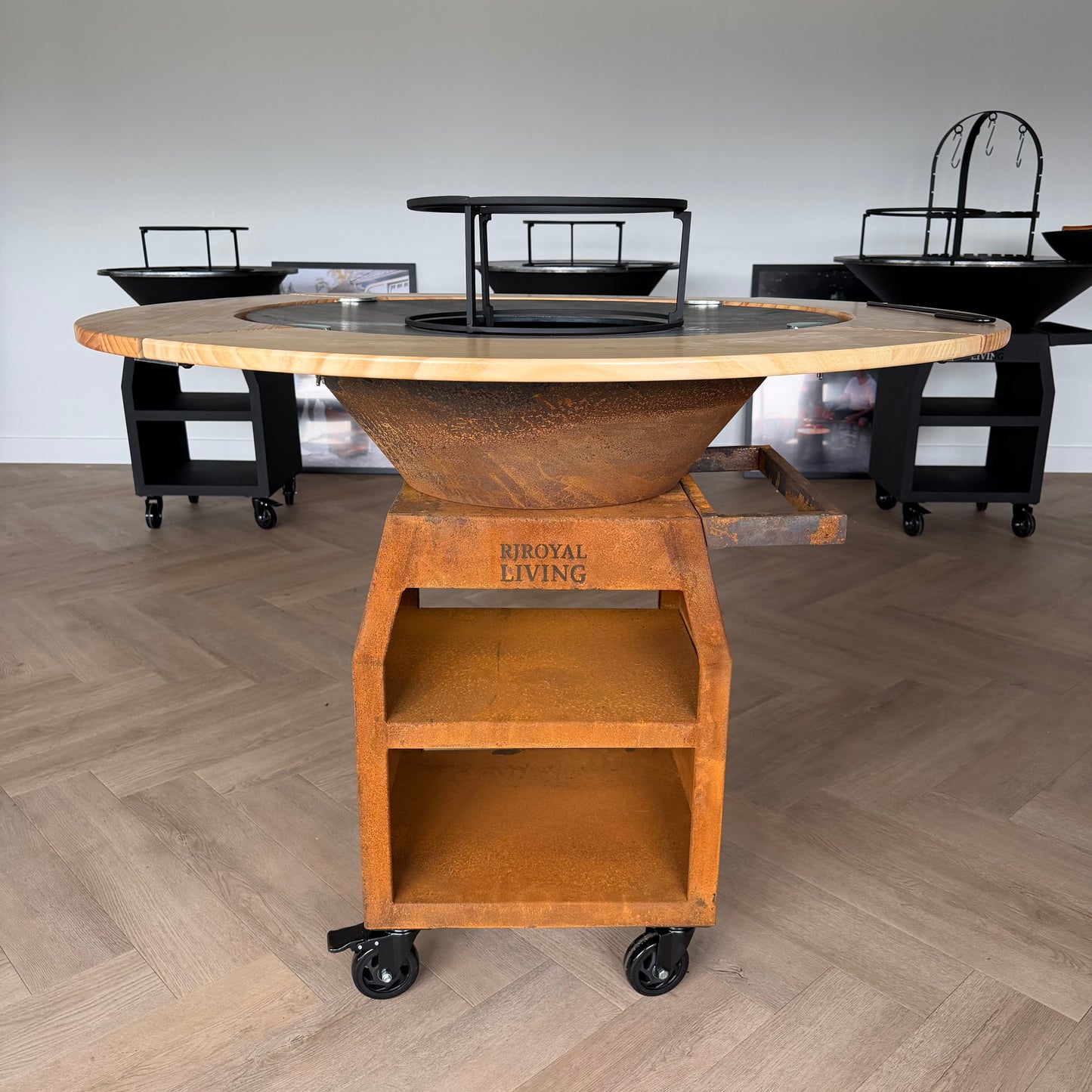 BBQ Plancha Grill Maestro XXL Ø80cm Cortenstaal - Met Houten Omranding Mesa