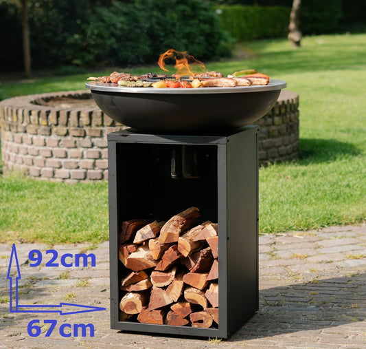 BBQ Plancha Grill Amigo - Met hoes en houtopslag Ø67cm