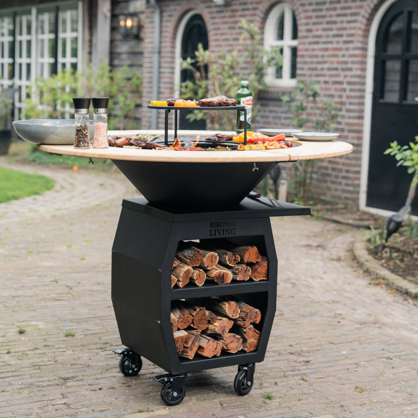 BBQ Plancha Grill Compañero XXL Blackline 2.0 - Met Houten Omranding Plancha Mesa