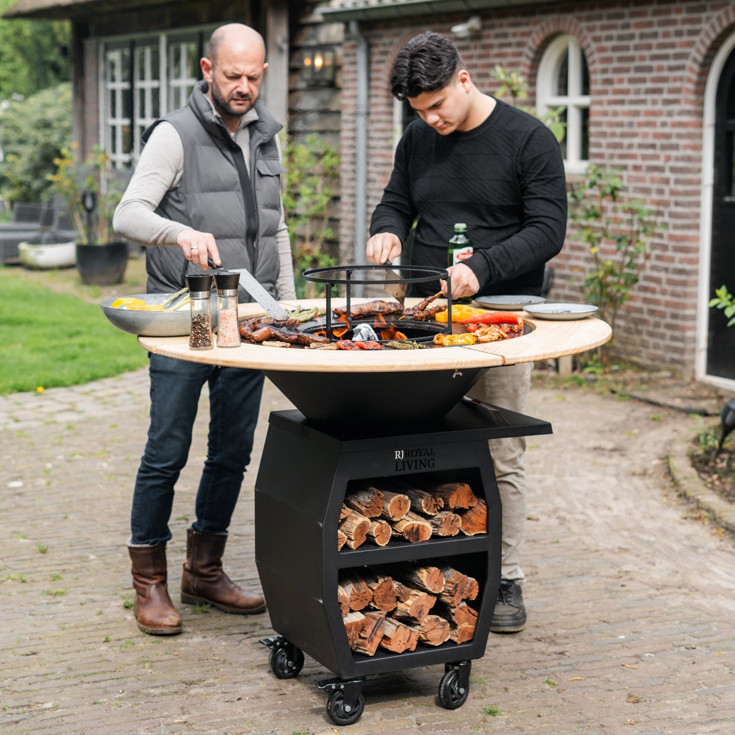 BBQ Plancha Grill Compañero XXL Blackline 2.0 - Met Houten Omranding Plancha Mesa