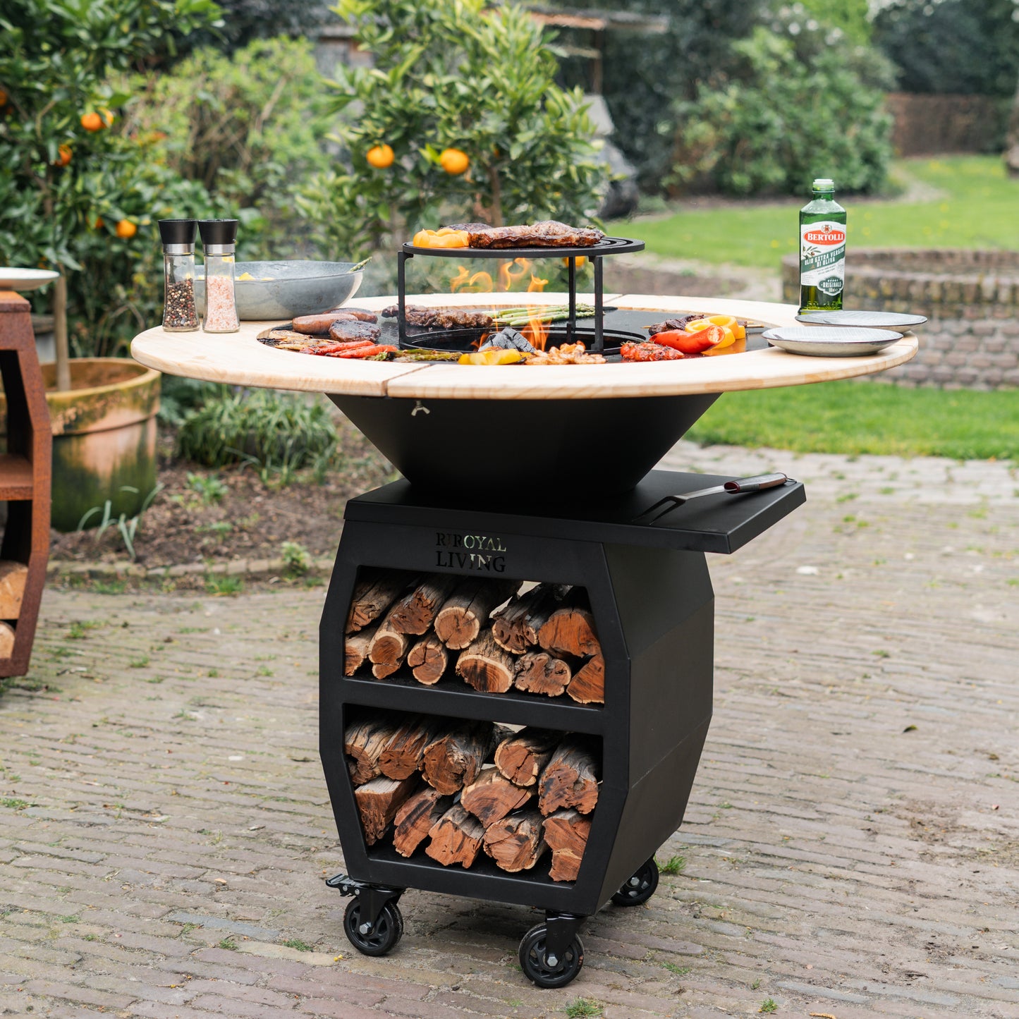 BBQ Plancha Grill Compañero XXL Blackline 2.0 - Met Houten Omranding Plancha Mesa