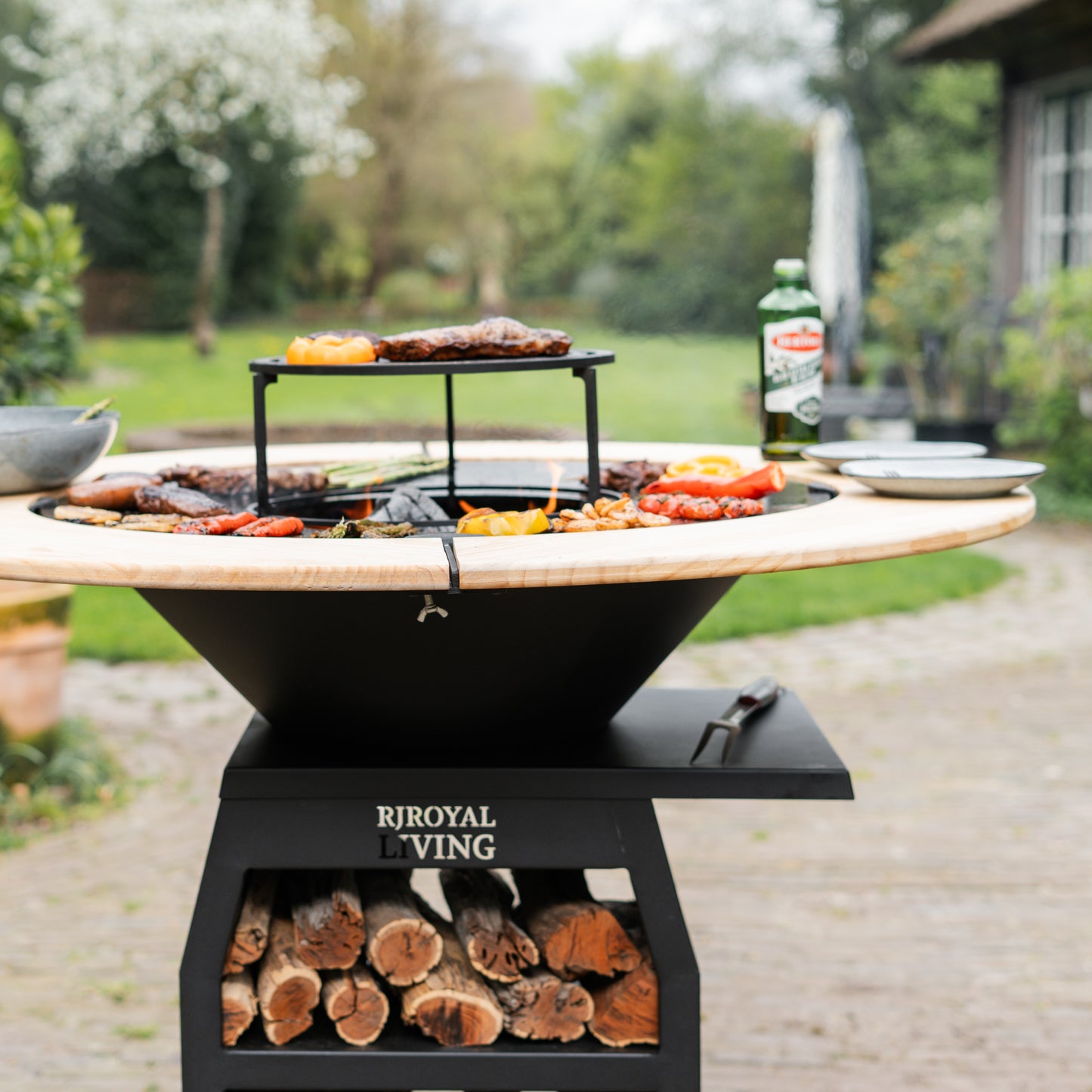 BBQ Plancha Grill Compañero XXL Blackline 2.0 - Met Houten Omranding Plancha Mesa