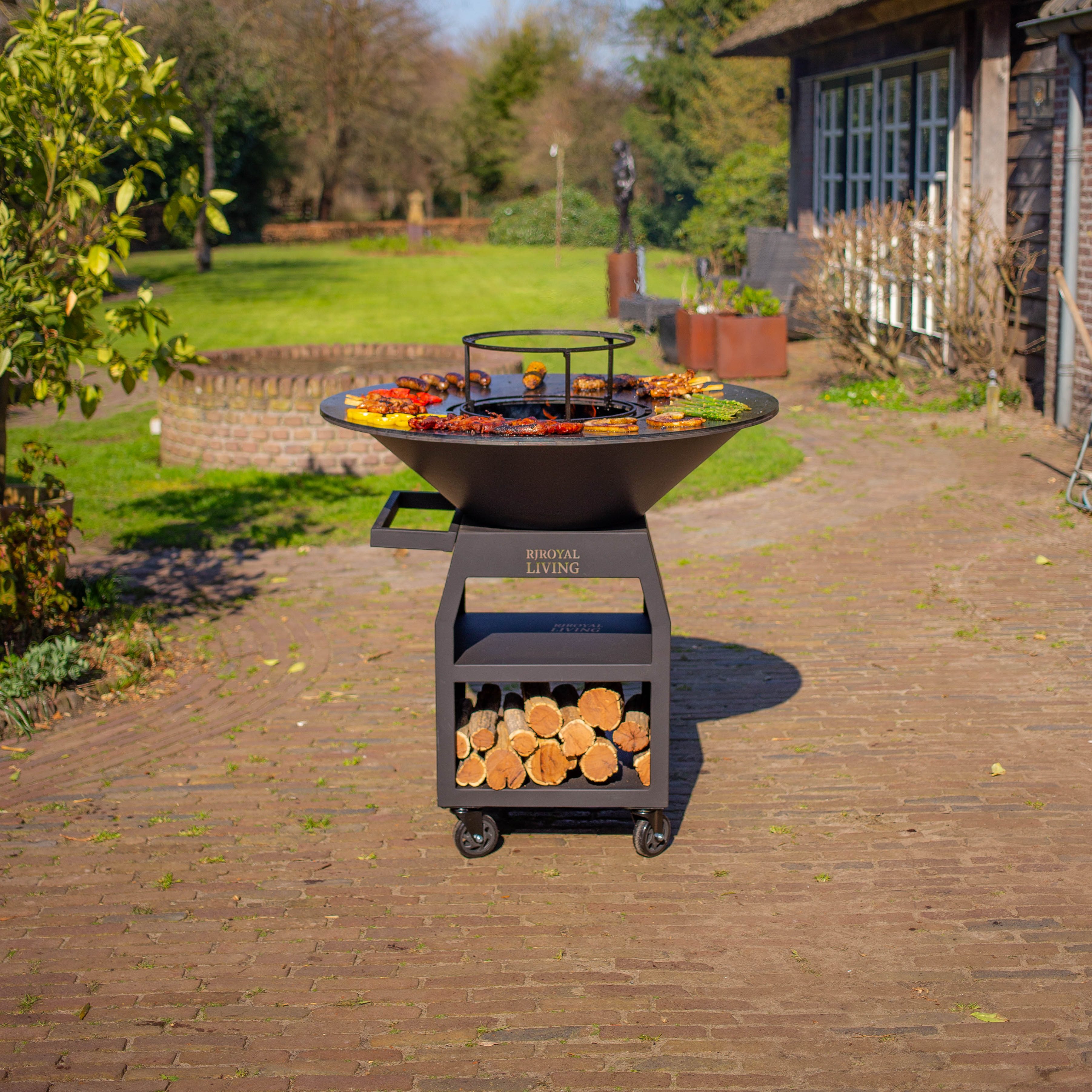 BBQ Plancha Grill Maestro XXXL 100cm Blackline Met Grote Wielen En bbq-plancha-grill-maestro-xxxl-100cm-blackline-met-grote-wielen-en