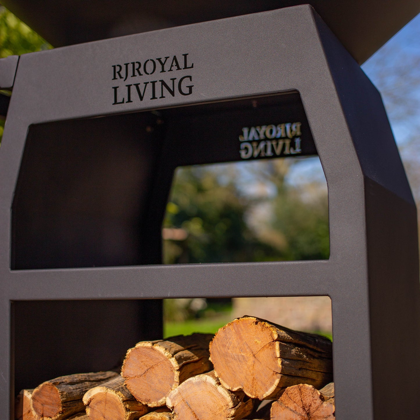 BBQ Plancha Grill Maestro XXXL Ø100cm Blackline - Met Grote wielen en houtopslag