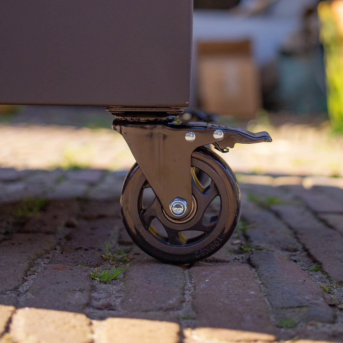 BBQ Plancha Grill Maestro XXXL Ø100cm Blackline - Met Grote wielen en houtopslag