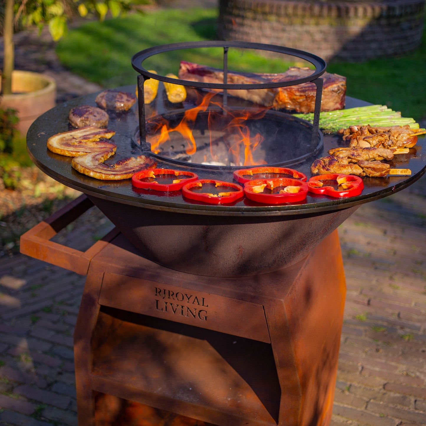 BBQ Plancha Grill Maestro Smokeless XXL Ø80cm Cortenstaal - Rookloze Plancha