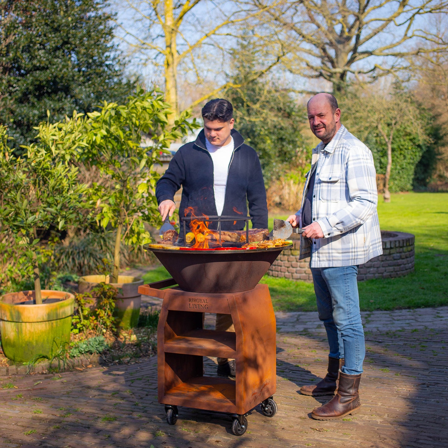 BBQ Plancha Grill Maestro Smokeless XXL Ø80cm Cortenstaal - Rookloze Plancha