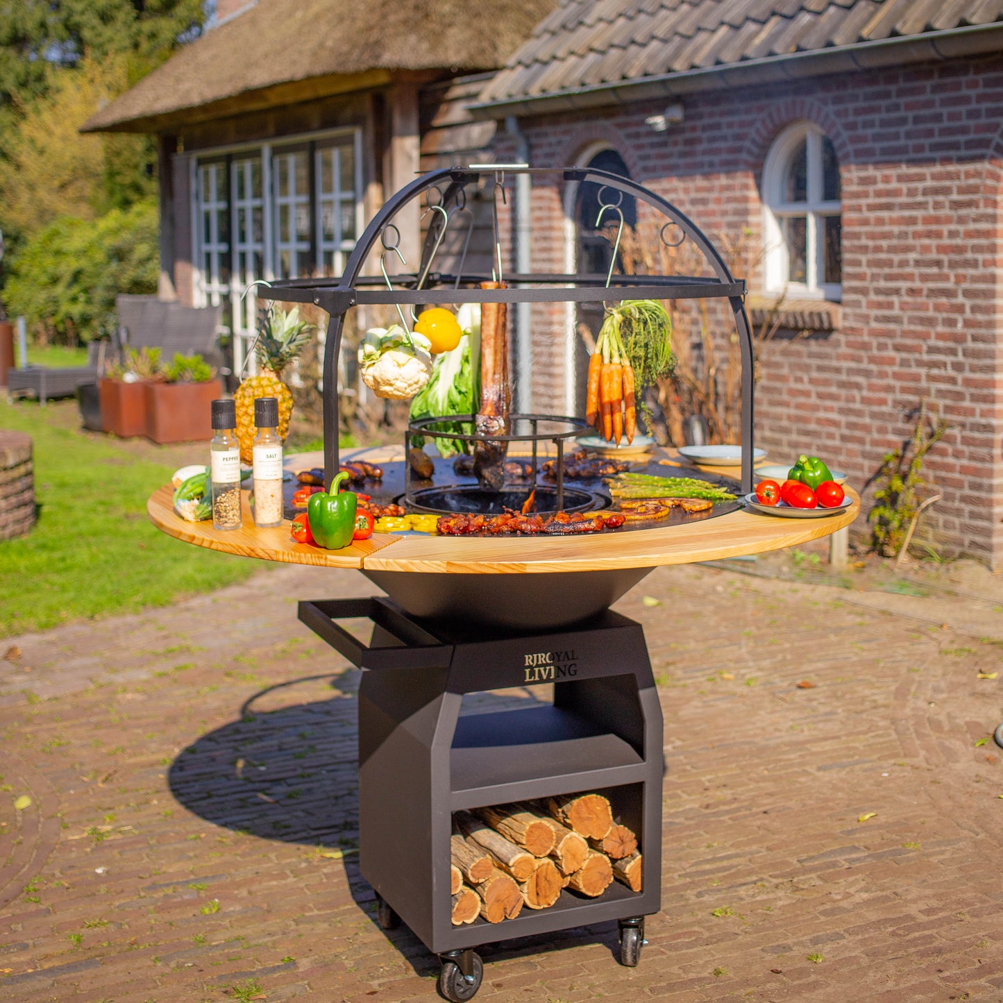 BBQ Plancha Mesa Houten Omranding 100cm