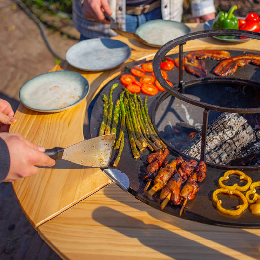 BBQ Plancha Mesa Houten Omranding 70cm