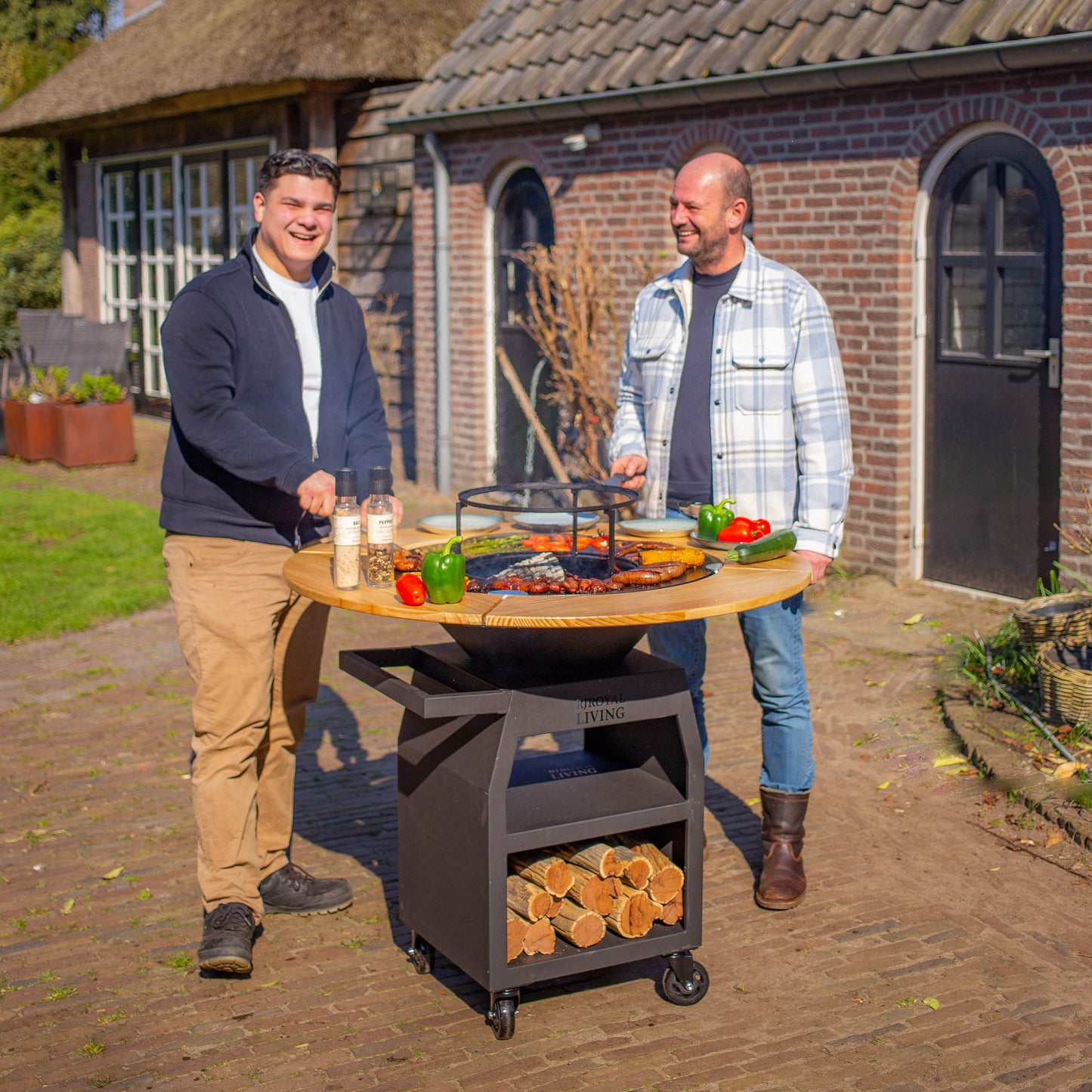 BBQ Plancha Mesa Houten Omranding 70cm