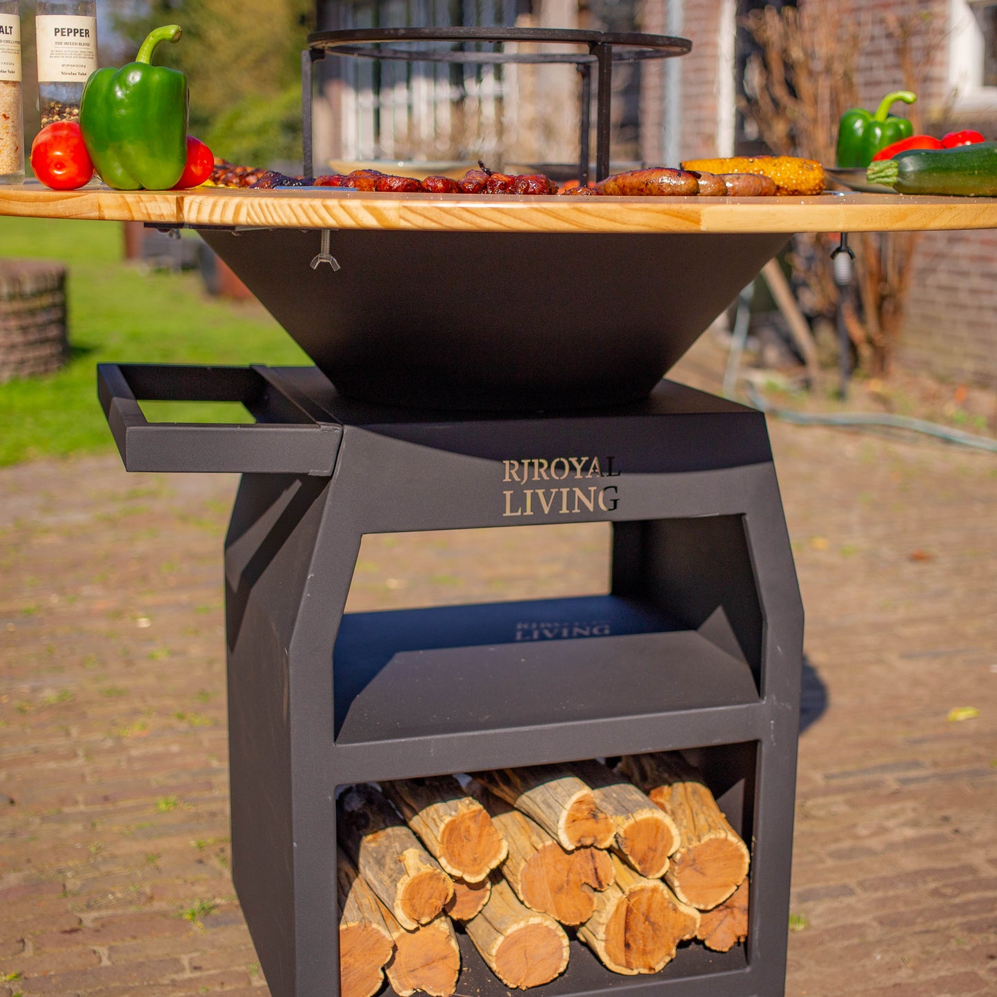 BBQ Plancha Mesa Houten Omranding 70cm