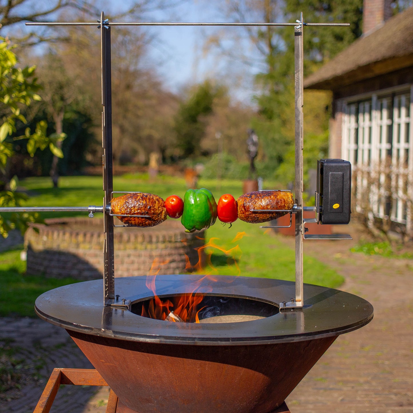 BBQ Plancha Rotisserie Set met Motor (304 RVS)