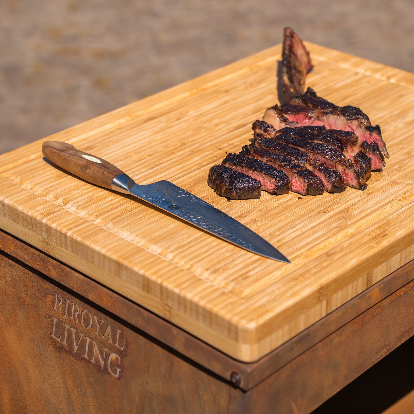 BBQ Plancha Tafel - Tabla Cortar Cortenstaal - Met Snijplank