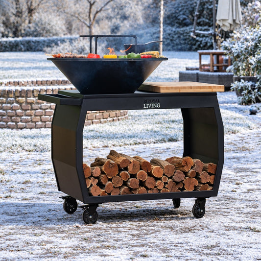 BBQ Plancha Grill Big Jack Black 3.0 - Met pook en houtopslag