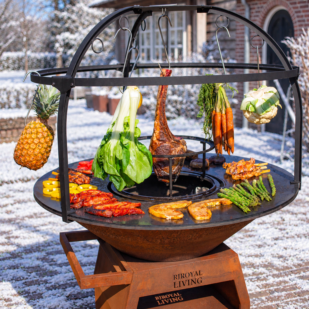 RJRoyal Living Cage 100 cm met haken in winterse tuin