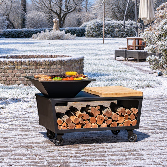 BBQ Plancha Grill Compañía - met hoes en houtopslag 60Ø - Met Snijplank