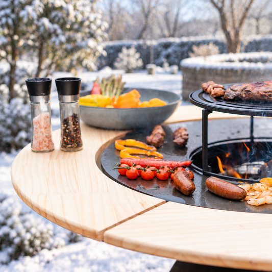 RJRoyal Living Mesa houten omranding 80 cm in winterse tuin